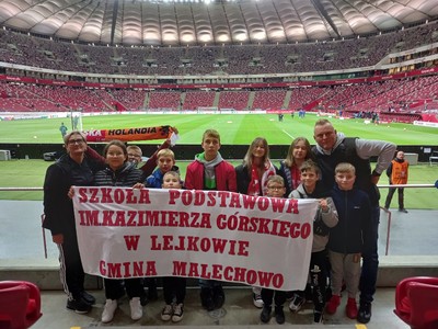 Kibice z Lejkowa na stadionie narodowym.