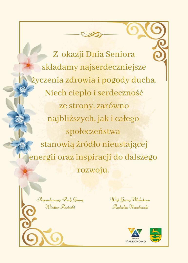 Życzenia z okazji Dnia Seniora.