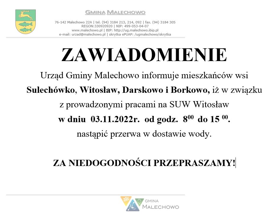 Przerwa w dostawie wody.