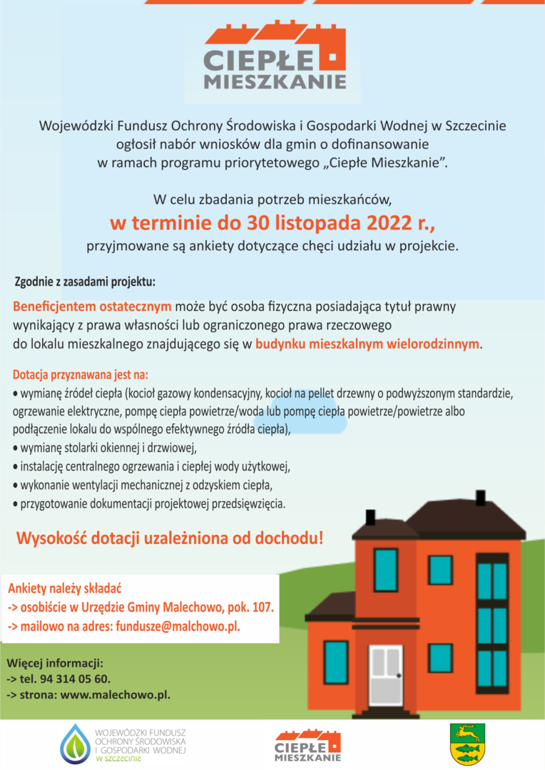 Plakat informujący o programie Ciepłe Mieszkanie.