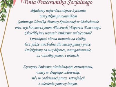 Życzenia z okazji Dnia Pracownika Socjalnego.