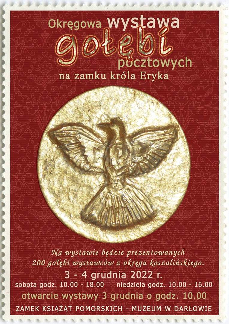 Plakat informujący o wystawie gołębi. 