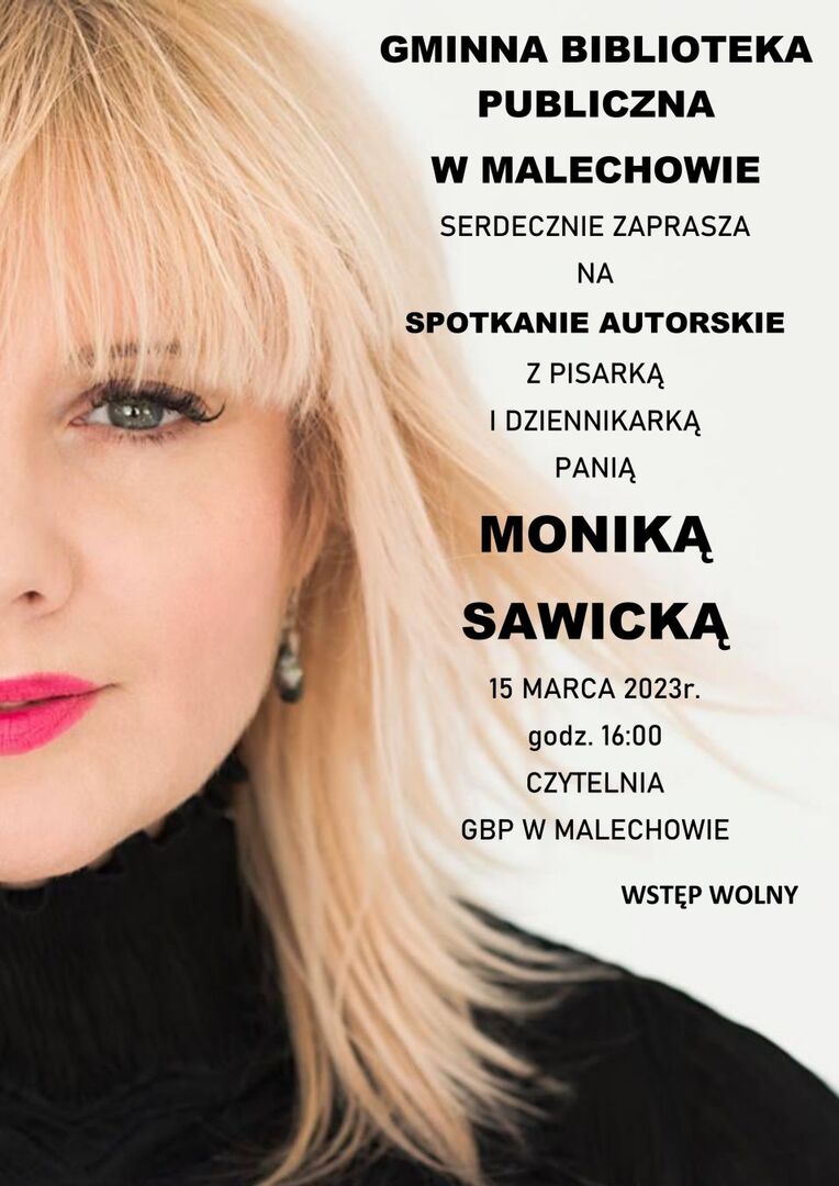 Plakat informujący o spotkaniu autorskim.