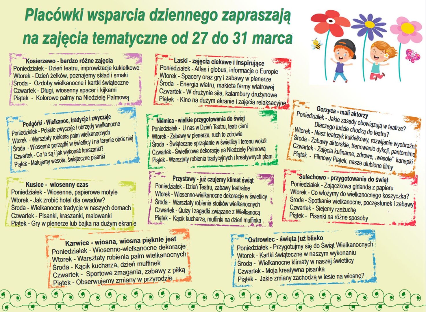 Plakat informujący o zajęciach w PWD.