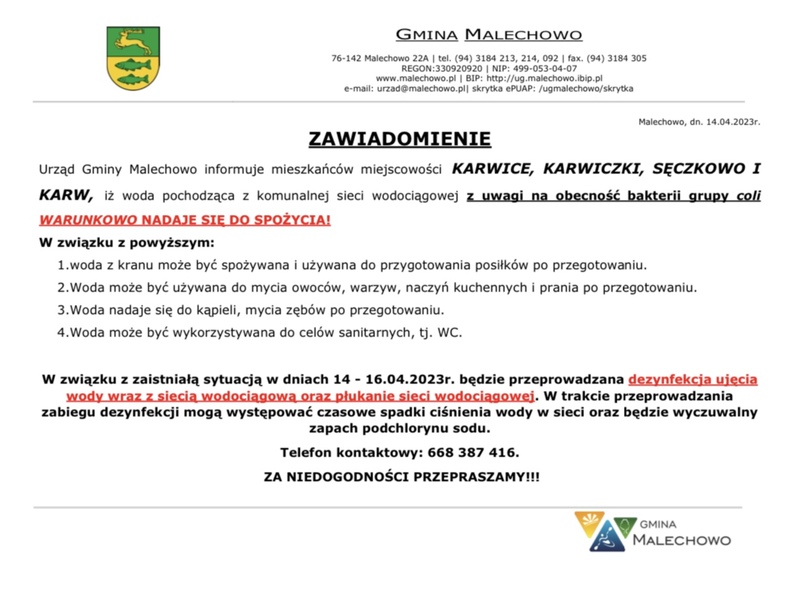 Wiadomości Gmina Malechowo