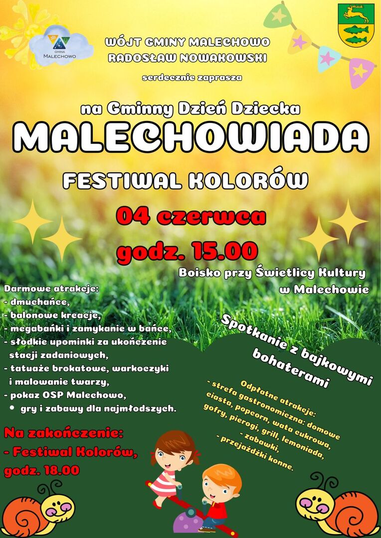 Plakat informujący o wydarzeniu pn. "Malechowiada - Festiwal Kolorów".