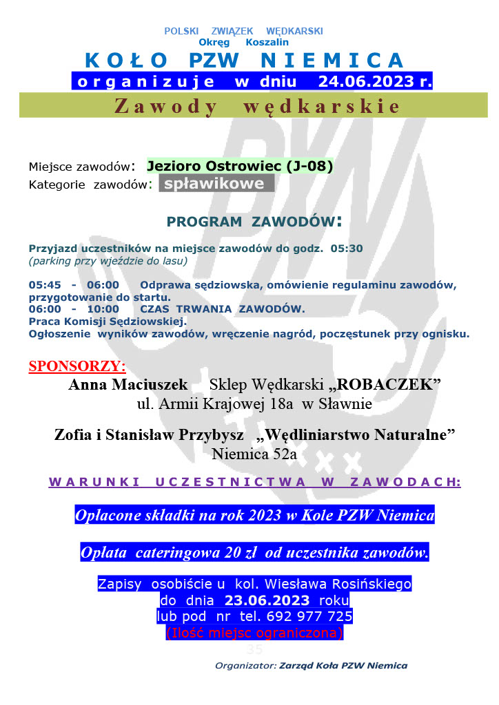 Plakat informujący o zawodach.