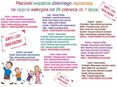 Harmonogram zajęć w PWD na terenie gminy Malechowo.