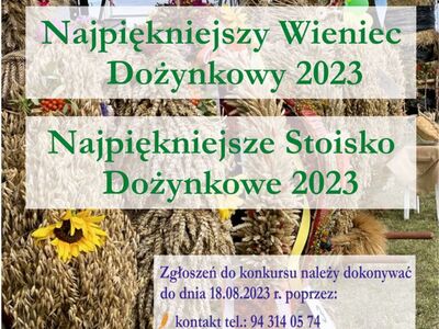 Konkurs na Najpiękniejsze Stoisko i Wieniec Dożynkowy 2023 - plakat.