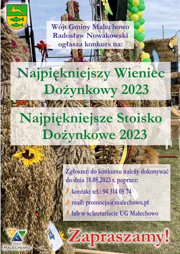Konkurs na Najpiękniejsze Stoisko i Wieniec Dożynkowy 2023 - plakat.