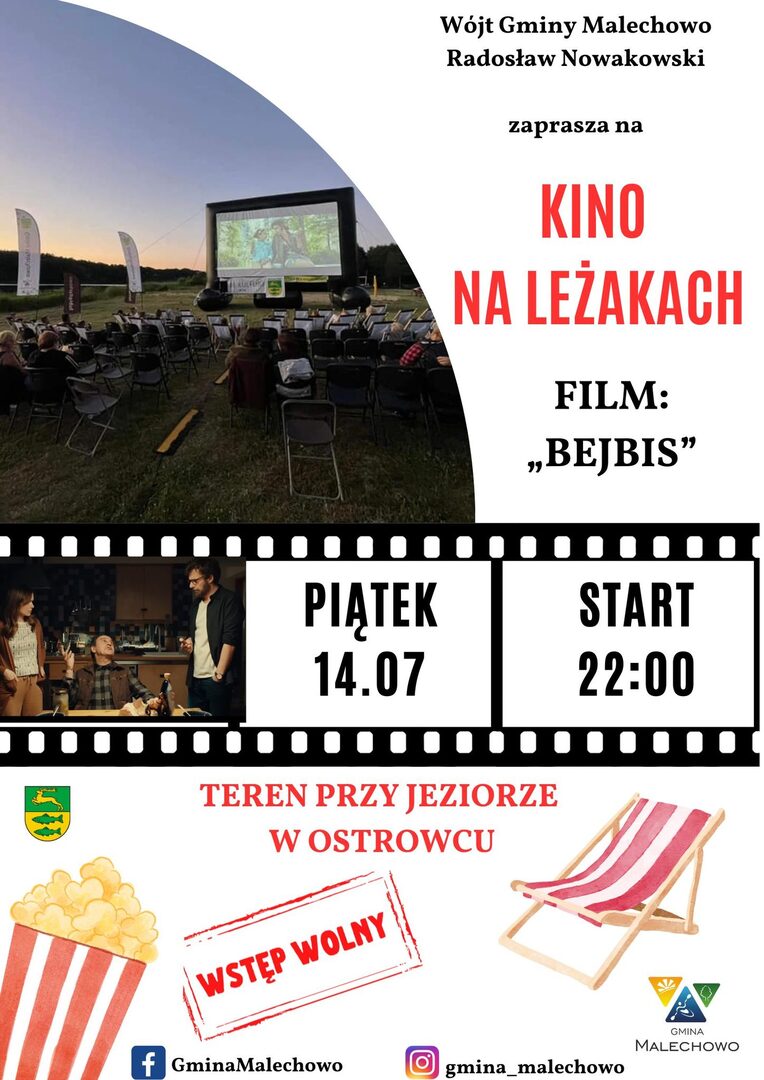 Plakat informujący o letnik kinie w Ostrowcu.