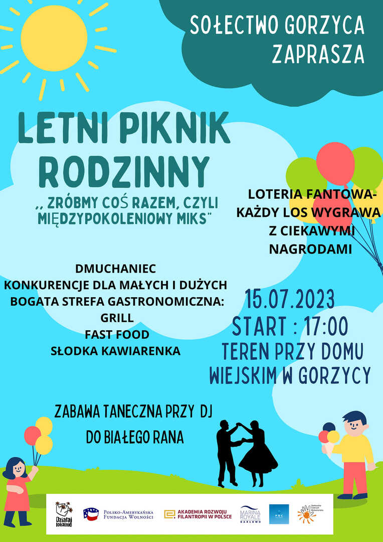 Informacja o pikniku rodzinnym w Gorzycy.