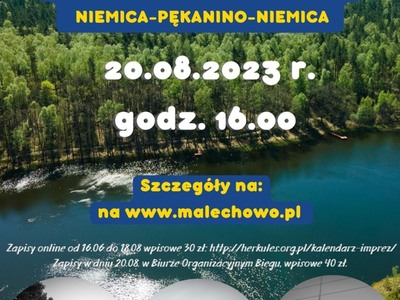 Plakat IV Biegu Bez Spiny, który odbędzie się 20 sierpnia w Niemicy.