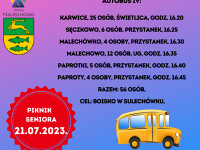 Rozkład jazdy: Karwice, Sęczkowo, Malechówko, Malechowo, Paprotki, Paproty.