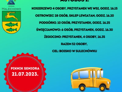 Rozkład jazdy: Kosierzewo, Ostrowiec, Podgórki, Święcianowo, Żegocino. 