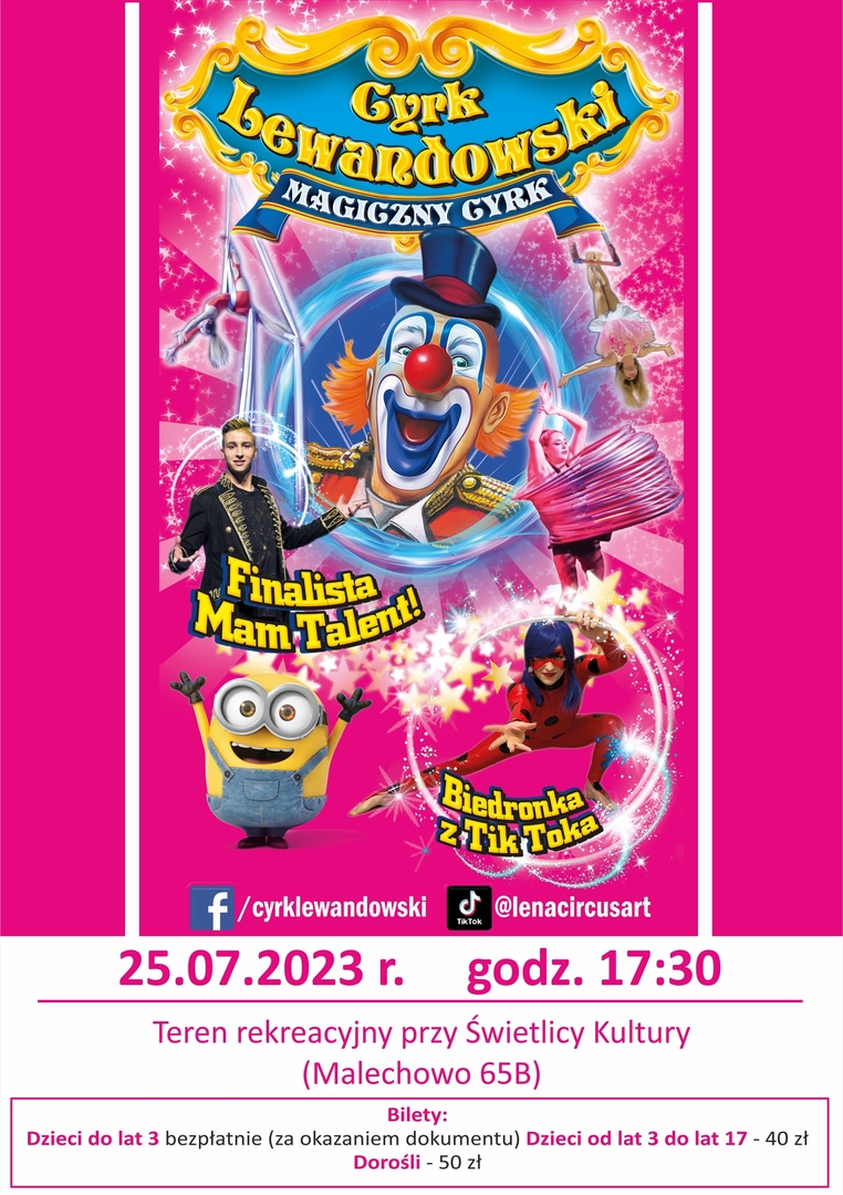 Plakat informujący o cyrku w Malechowie.