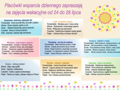 Harmonogram zajęć w PWD w gminie Malechowo.