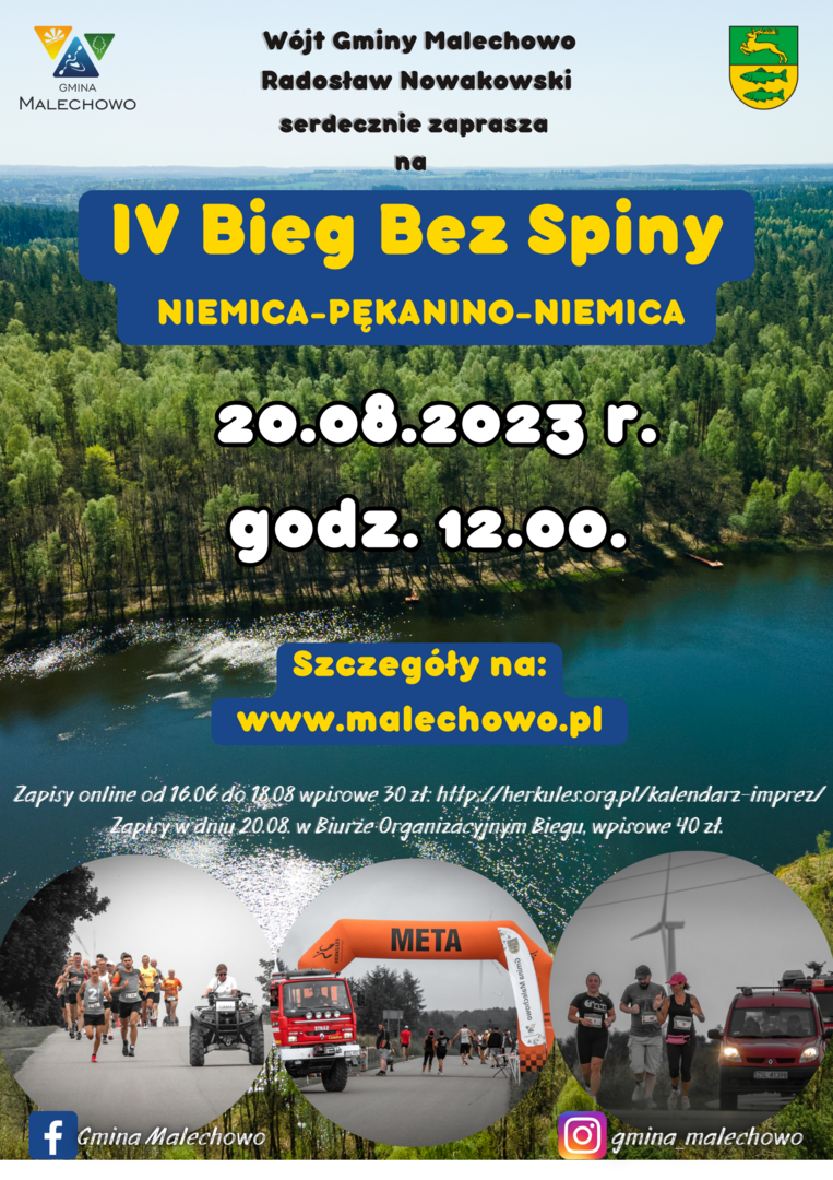 Plakat informujący o wydarzeniu - Bieg Bez Spiny.