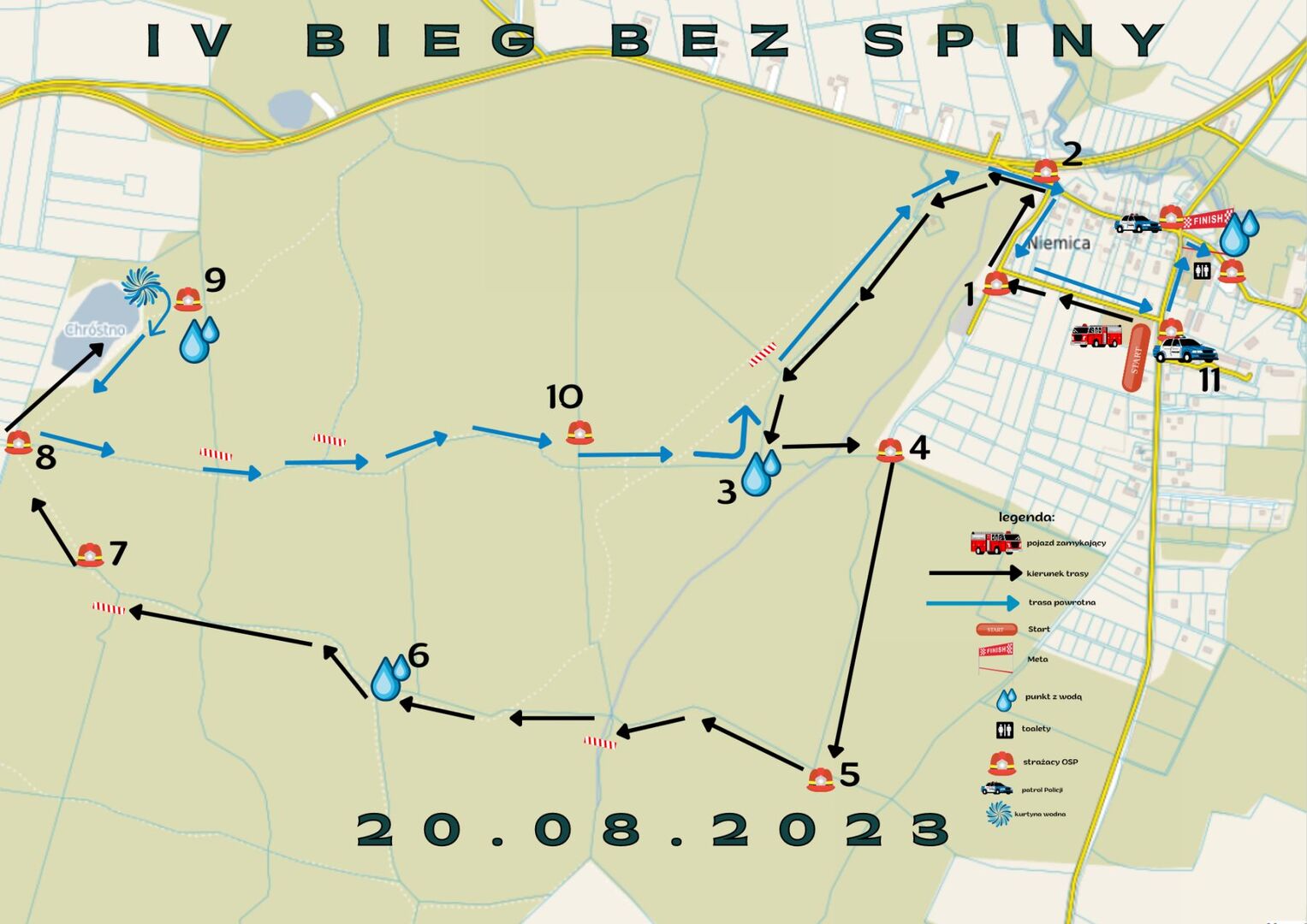 Mapa - przebieg trasy biegu.
