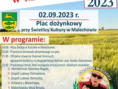 Plakat na Dożynki Gminne 2023 w Malechowie.