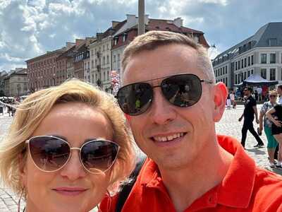 Starostowie dożynek - Joanna i Andrzej Golik.