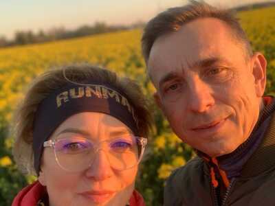 Starostowie dożynek - Joanna i Andrzej Golik.