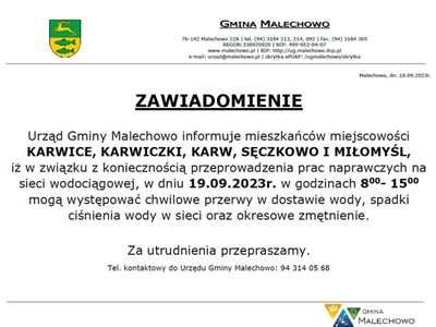 infografika - przerwa w dostawie wody.