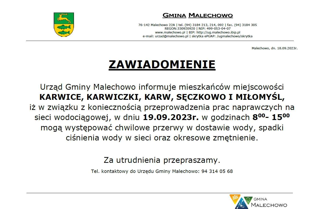 infografika - przerwa w dostawie wody.