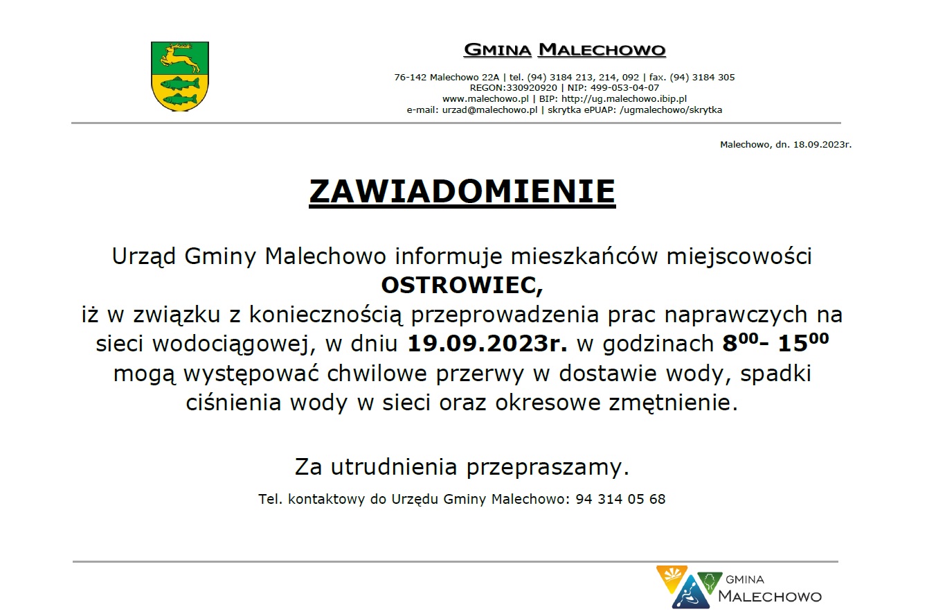 Infografika - przerwa w dostawie wody w Ostrowcu.