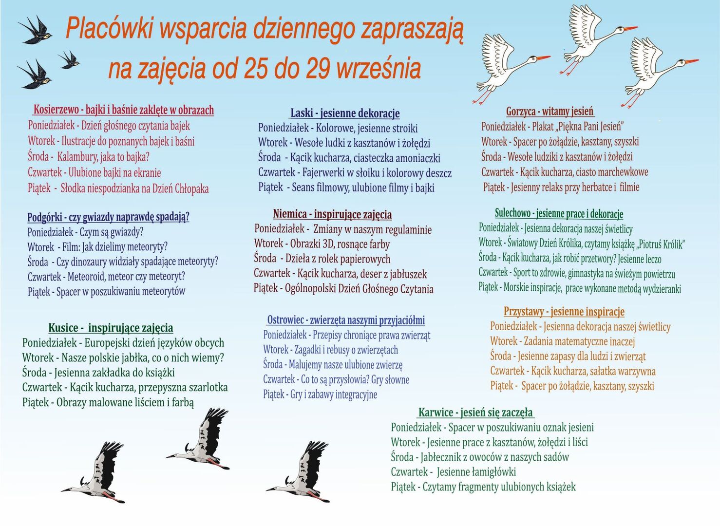 Harmonogram zajęć PWD. 