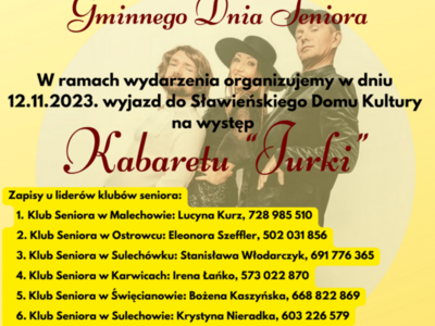 Plakat dotyczący Gminnego Dnia Seniora.