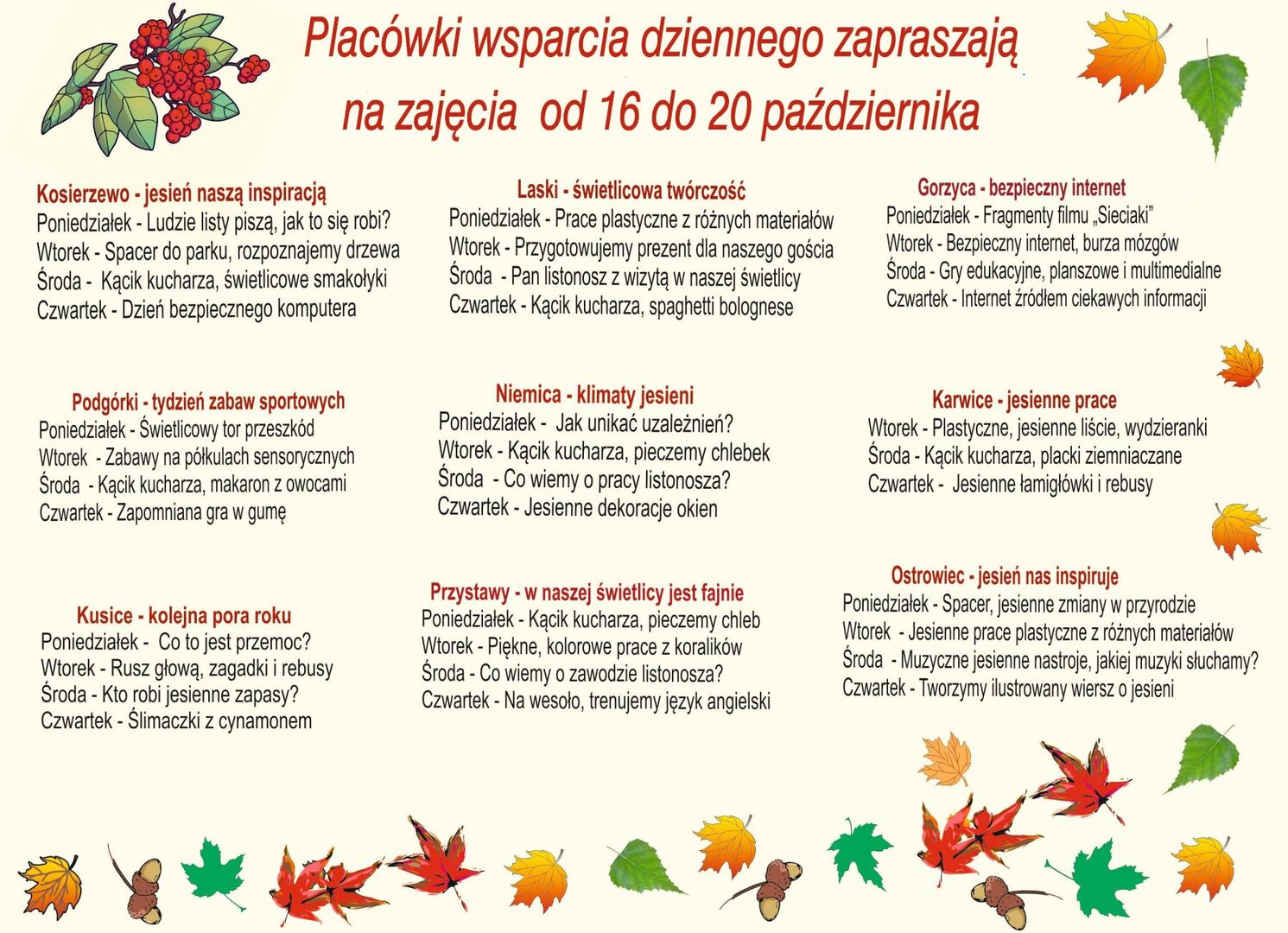 Infografika - harmonogram zajęć PWD.