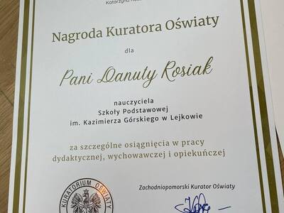 Dyplom uznania. 