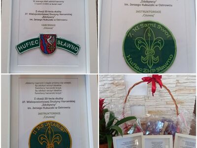 Pamiątki 20 lecia służby 27. Wielopoziomowej Drużyny Harcerskiej.