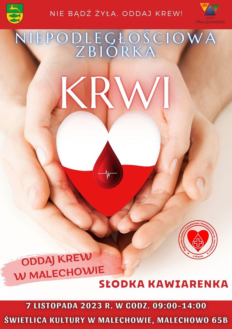 Niepodległościowa Zbiórka Krwi w Malechowie 7 listopada br.