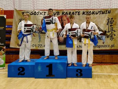 Karatecy na podium.
