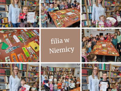 Prace i nagrodzeni uczestnicy z filii Gminnej Biblioteki Publicznej w Niemicy. 