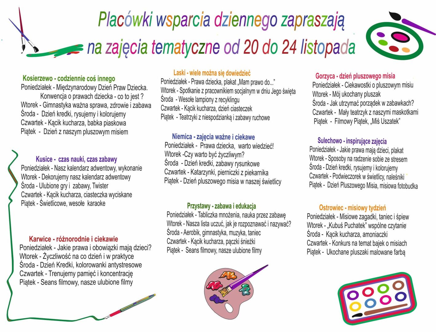 Infografika - tematyka zajęć w PWD.