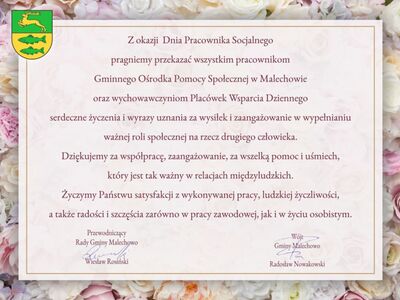 Życzenia z okazji Dnia Pracownika Socjalnego.