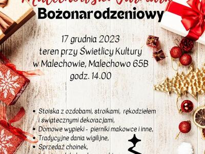 Plakat dot. Jarmarku Bożonarodzeniowego w Malechowie.