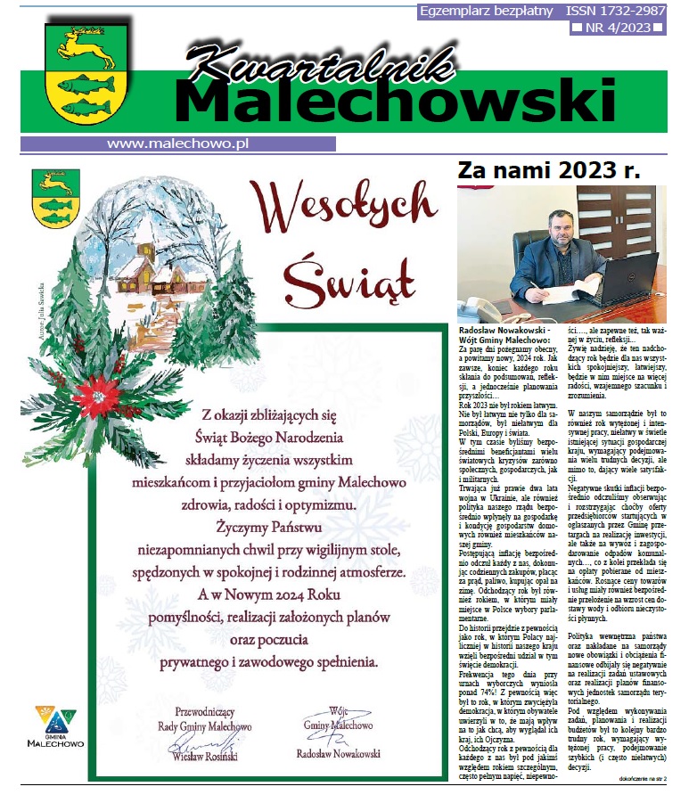 Pierwsza strona Kwartalnika Malechowskiego.