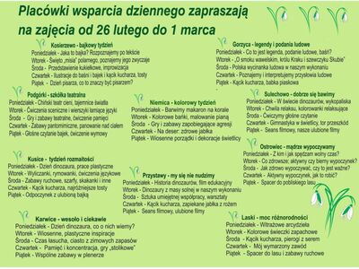 Harmonogram zajęć w formie graficznej.