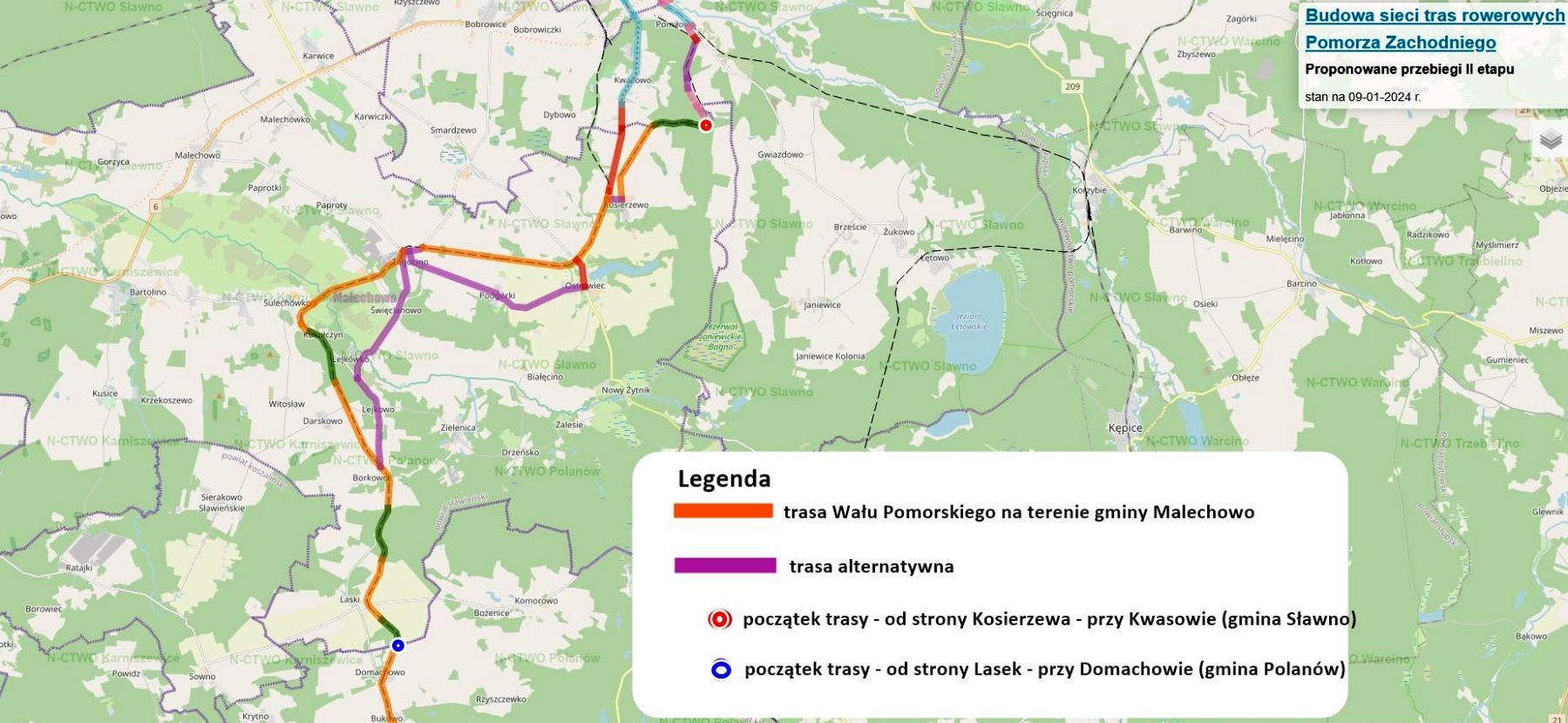 Mapa planowanej ścieżki.