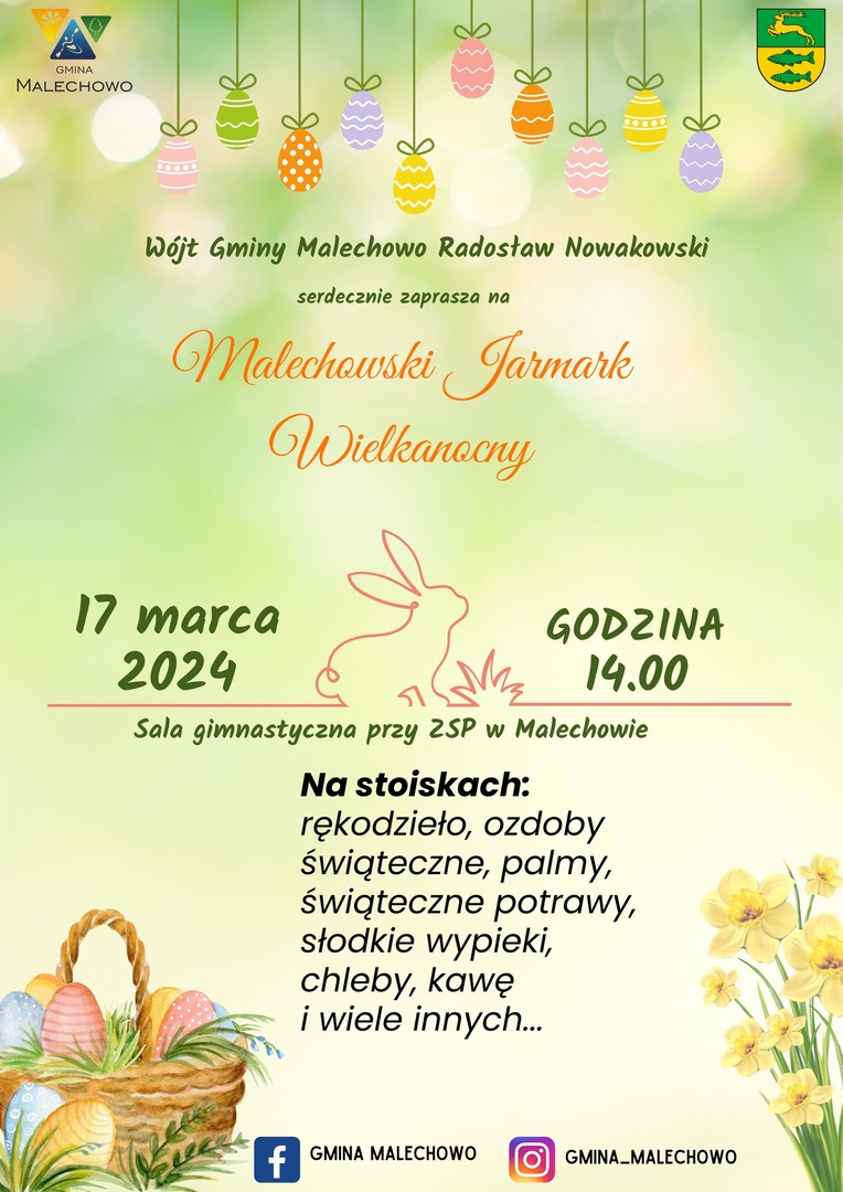 Plakat dotyczący jarmarku wielkanocnego w Malechowie.