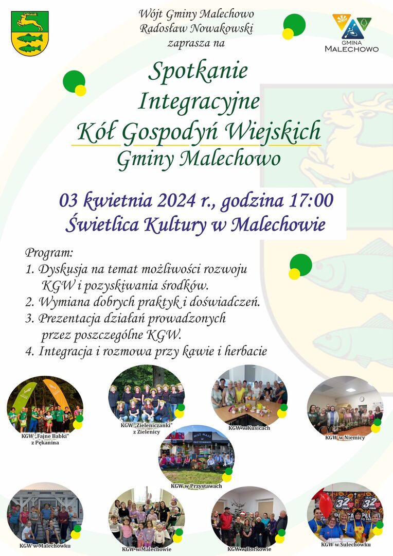 Zaproszenie na spotkanie integracyjne KGW.