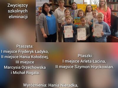 Uczniowie wyróżnieni w konkursie recytatorskim.