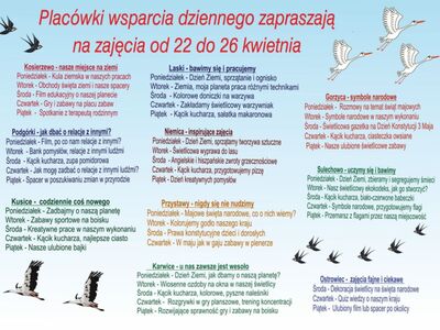 Harmonogram zajęć w formie graficznej.