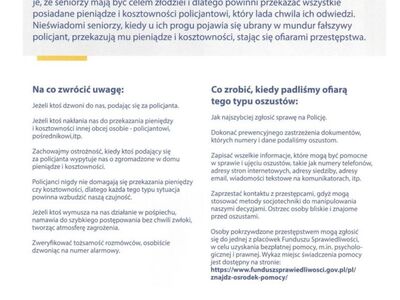 Uwaga na oszustów, którzy oszukują emerytów i osoby starsze metodą "na policjanta"...