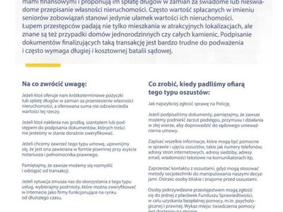 Uwaga na oszustwa związane z procederem podstępnego wyłudzania mieszkań od seniorów.