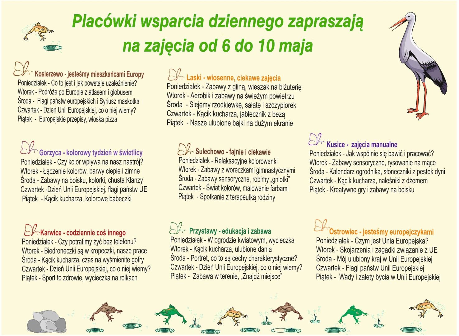 Harmonogram zajęć w formie graficznej.
